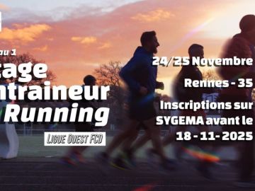 [𝗦𝘁𝗮𝗴𝗲 𝗘𝗻𝘁𝗿𝗮𝗶̂𝗻𝗲𝘂𝗿 𝗿𝘂𝗻𝗻𝗶𝗻𝗴 𝗻𝗶𝘃𝗲𝗮𝘂 𝟭 ]
Stage Fédération des clubs de la défense 

📆 Les 𝟮𝟰 𝗲𝘁 𝟮𝟱 𝗻𝗼𝘃𝗲𝗺𝗯𝗿𝗲 2025

📍 RENNES - 35

👀 Inscriptions sur 𝗦𝘆𝗴𝗲𝗺𝗮...