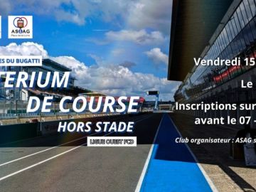 [𝗖𝗿𝗶𝘁𝗲𝗿𝗶𝘂𝗺 𝗱𝗲 𝗰𝗼𝘂𝗿𝘀𝗲 - 𝗟𝗜𝗚𝗨𝗘 𝗢𝗨𝗘𝗦𝗧]
💙𝙇𝙚𝙨 𝙛𝙤𝙪𝙡𝙚́𝙚𝙨 𝘽𝙡𝙚𝙪𝙚𝙨 𝙙𝙪 𝘽𝙪𝙜𝙖𝙩𝙩𝙞 

📆Vendredi 𝟭𝟱 𝗺𝗮𝗶 𝟮𝟬𝟮𝟲

📍 Le Mans - 72 

👀 𝗜𝗻𝘀𝗰𝗿𝗶𝗽𝘁𝗶𝗼𝗻𝘀 sur Sygema 𝗮𝘃𝗮𝗻𝘁 𝗹𝗲 𝟬𝟳 / 𝟬𝟱 /...