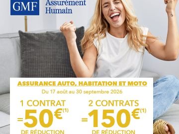 [Espace Partenaires - GMF Assurances]

Bonne rentrée avec GMF ! Jusqu’à 150 € offerts pour la souscription de deux contrats jusqu’au 30 septembre 2026.

👉...